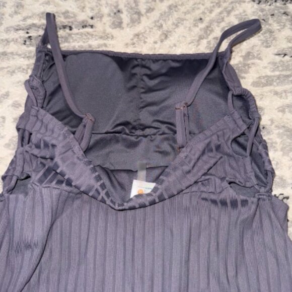 Dark Gray Ribbed One Piece Swimsuit Women Large Shade & Shore - Picture 8 of 10